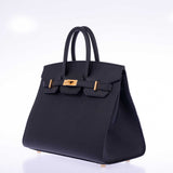 Hermes Birkin 25 Sellier Black Epsom Gold Hardware