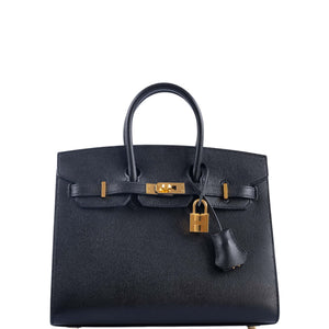 Hermes Birkin 25 Sellier Black Epsom Gold Hardware