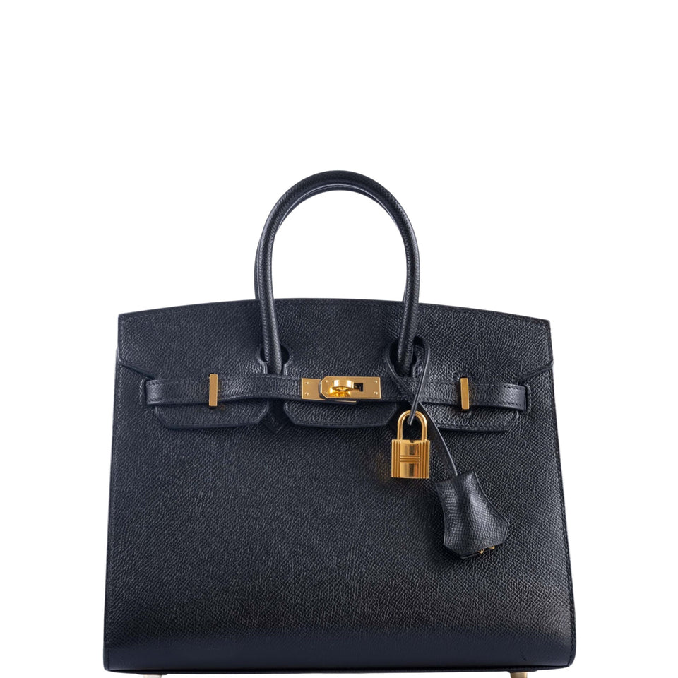 Hermes Birkin 25 Sellier Black Epsom Gold Hardware