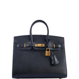 Hermes Birkin 25 Sellier Black Epsom Gold Hardware