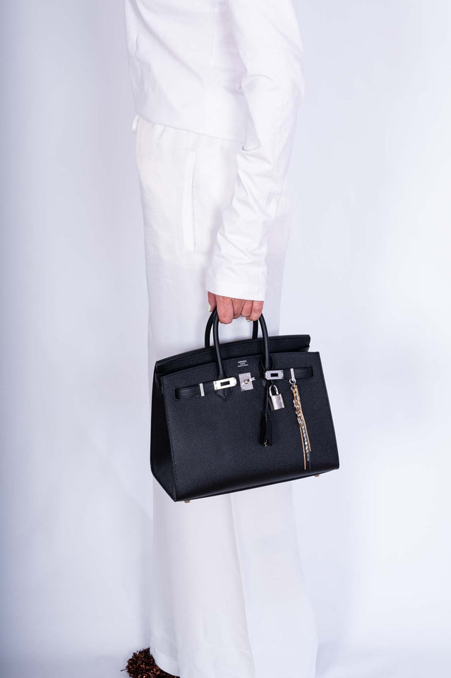 Hermes Birkin 25 Sellier Black Epsom Palladium Hardware