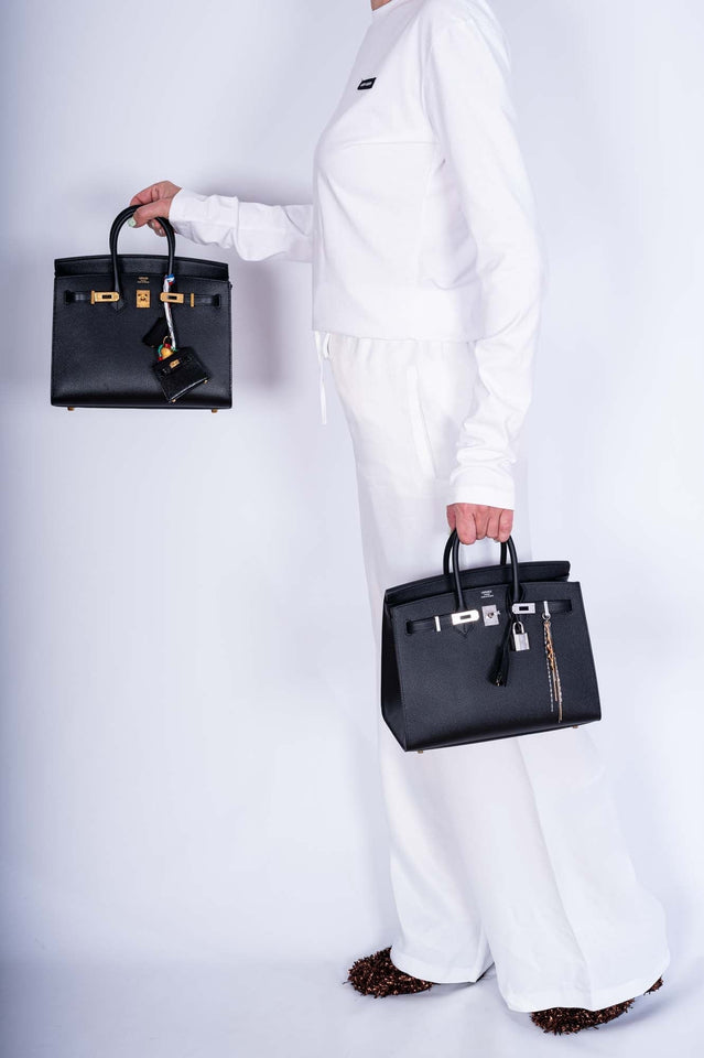 Hermes Birkin 25 Sellier Black Epsom Palladium Hardware