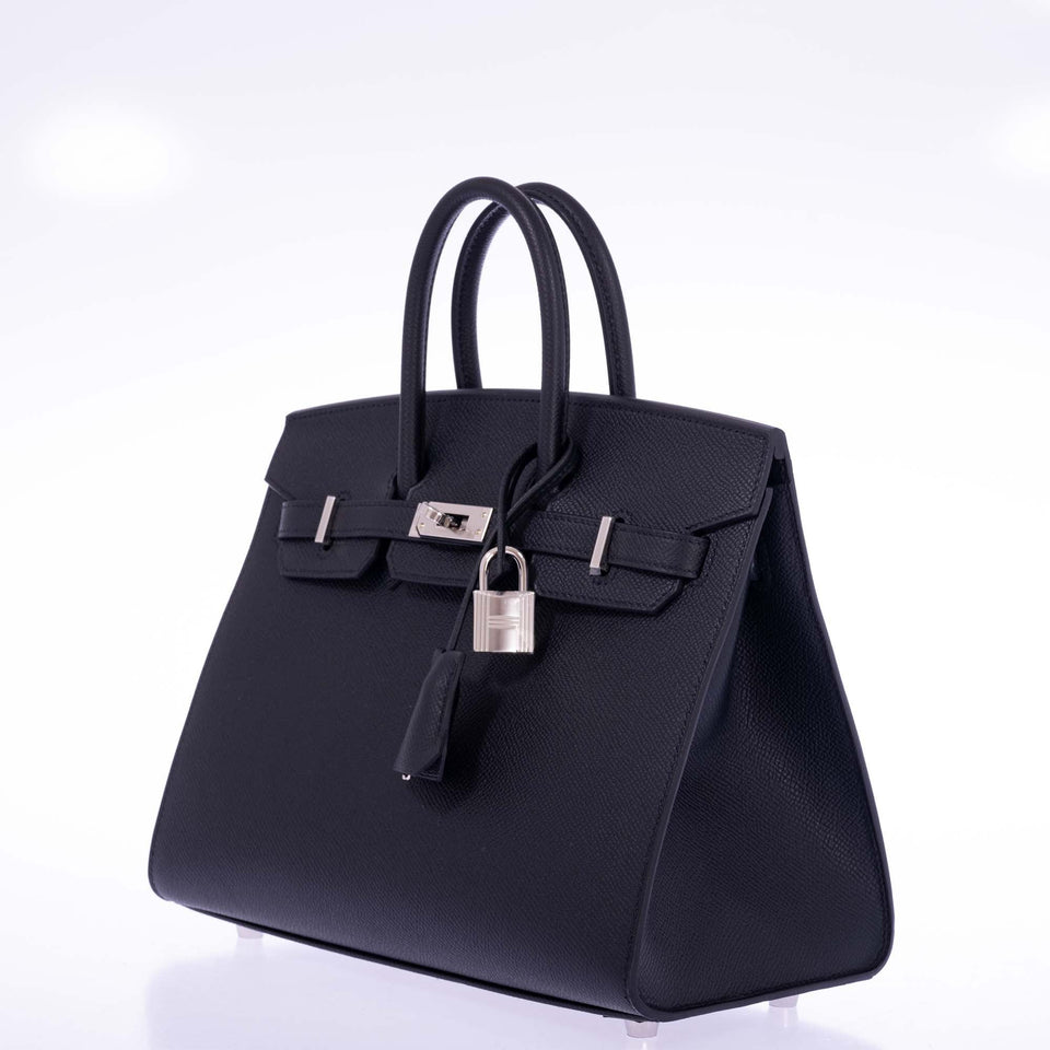 Hermes Birkin 25 Sellier Black Epsom Palladium Hardware