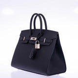 Hermes Birkin 25 Sellier Black Epsom Palladium Hardware