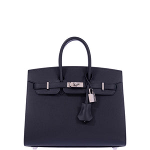Hermes Birkin 25 Sellier Black Epsom Palladium Hardware