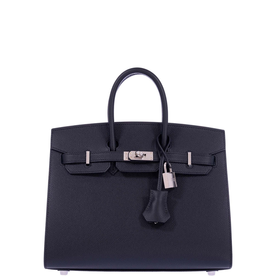 Hermes Birkin 25 Sellier Black Epsom Palladium Hardware