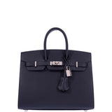 Hermes Birkin 25 Sellier Black Epsom Palladium Hardware