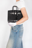 Hermes Birkin 25 Sellier Black Matte Alligator Palladium Hardware