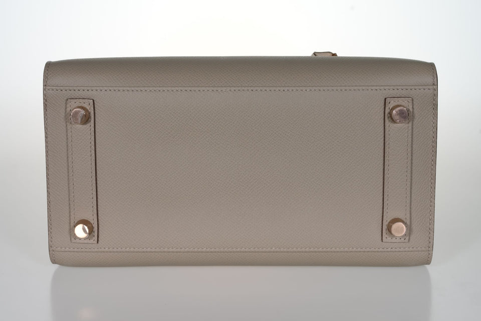 Hermes Birkin 25 Sellier HSS Bi-Color Gris Asphalte and Nata Epsom with Rose Gold Hardware