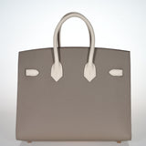 Hermes Birkin 25 Sellier HSS Bi-Color Gris Asphalte and Nata Epsom with Rose Gold Hardware