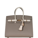 Hermes Birkin 25 Sellier HSS Bi-Color Gris Asphalte and Nata Epsom with Rose Gold Hardware