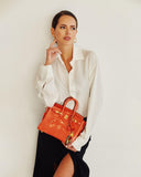 Hermes Birkin 25 Shiny Orange Poppy Nilo Crocodile Gold Hardware