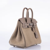 Hermes Birkin 25 Suede Grizzly  Gris Caillou & Etoupe Grizzly Palladium