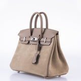 Hermes Birkin 25 Suede Grizzly  Gris Caillou & Etoupe Grizzly Palladium