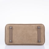 Hermes Birkin 25 Suede Grizzly  Gris Caillou & Etoupe Grizzly Palladium