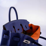 Hermes Birkin 25 Verso Blue Encre & Orange Togo Palladium Hardware - 2020, Y