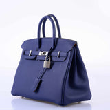 Hermes Birkin 25 Verso Blue Encre & Orange Togo Palladium Hardware - 2020, Y