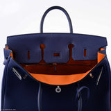 Hermes Birkin 25 Verso Blue Encre & Orange Togo Palladium Hardware - 2020, Y
