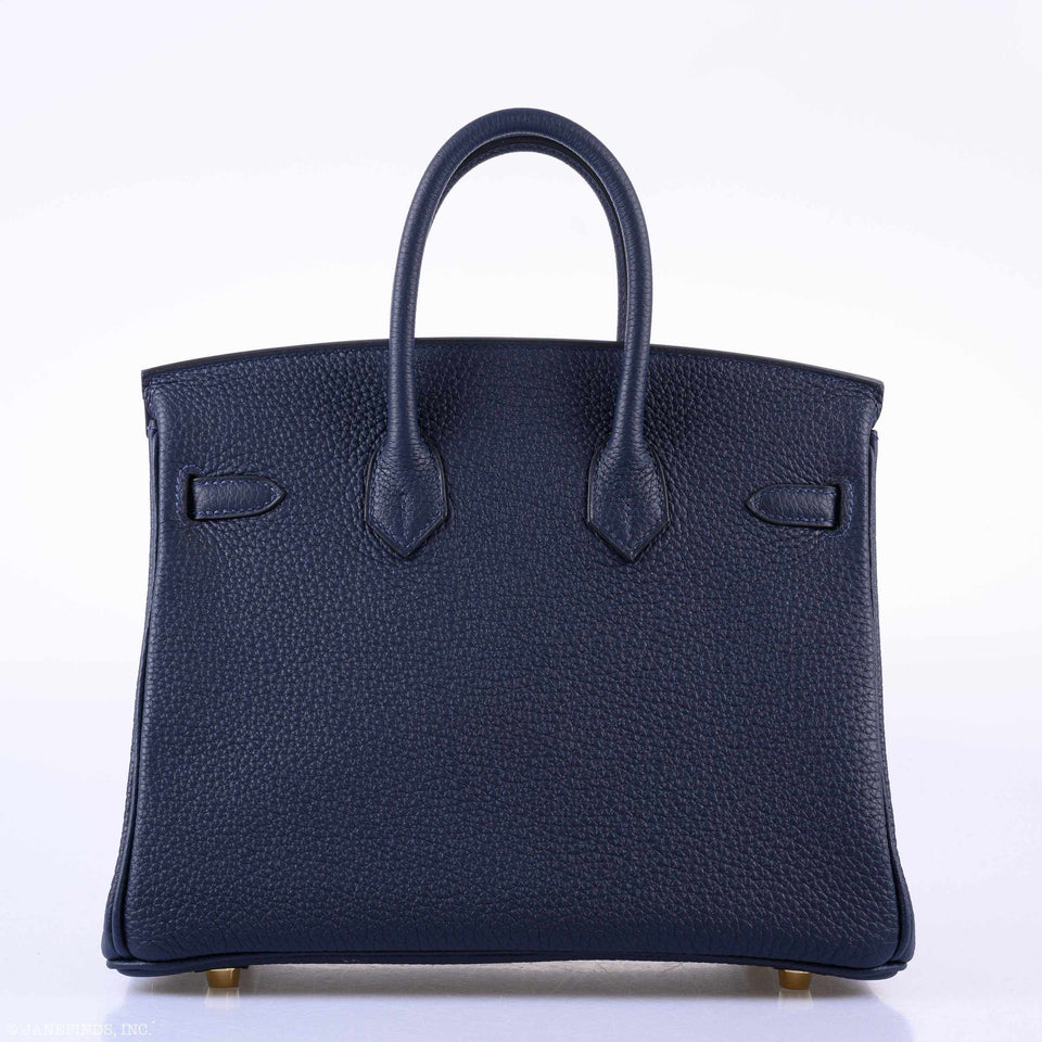 Hermes Birkin 25 Verso Blue Encre & Orange Togo Palladium Hardware - 2020, Y