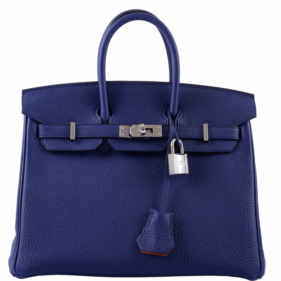 Hermes Birkin 25 Verso Blue Encre & Orange Togo Palladium Hardware - 2020, Y