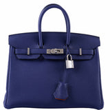 Hermes Birkin 25 Verso Blue Encre & Orange Togo Palladium Hardware - 2020, Y