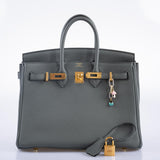 Hermes Birkin 25 Vert Amande Togo Gold Hardware