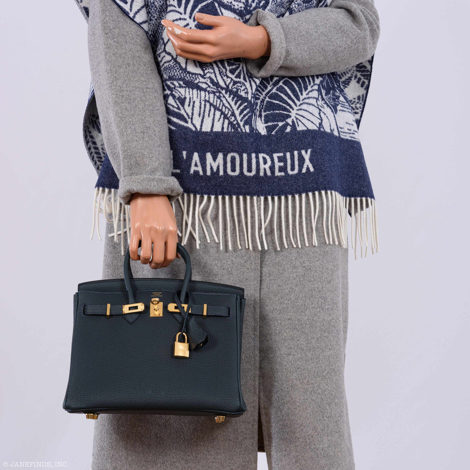Hermes Birkin 25 Vert Rousseau Togo Gold Hardware