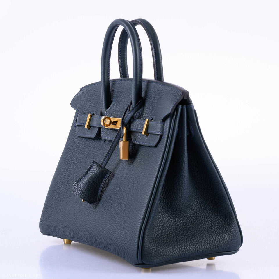 Hermes Birkin 25 Vert Rousseau Togo Gold Hardware