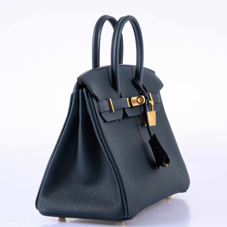 Hermes Birkin 25 Vert Rousseau Togo Gold Hardware