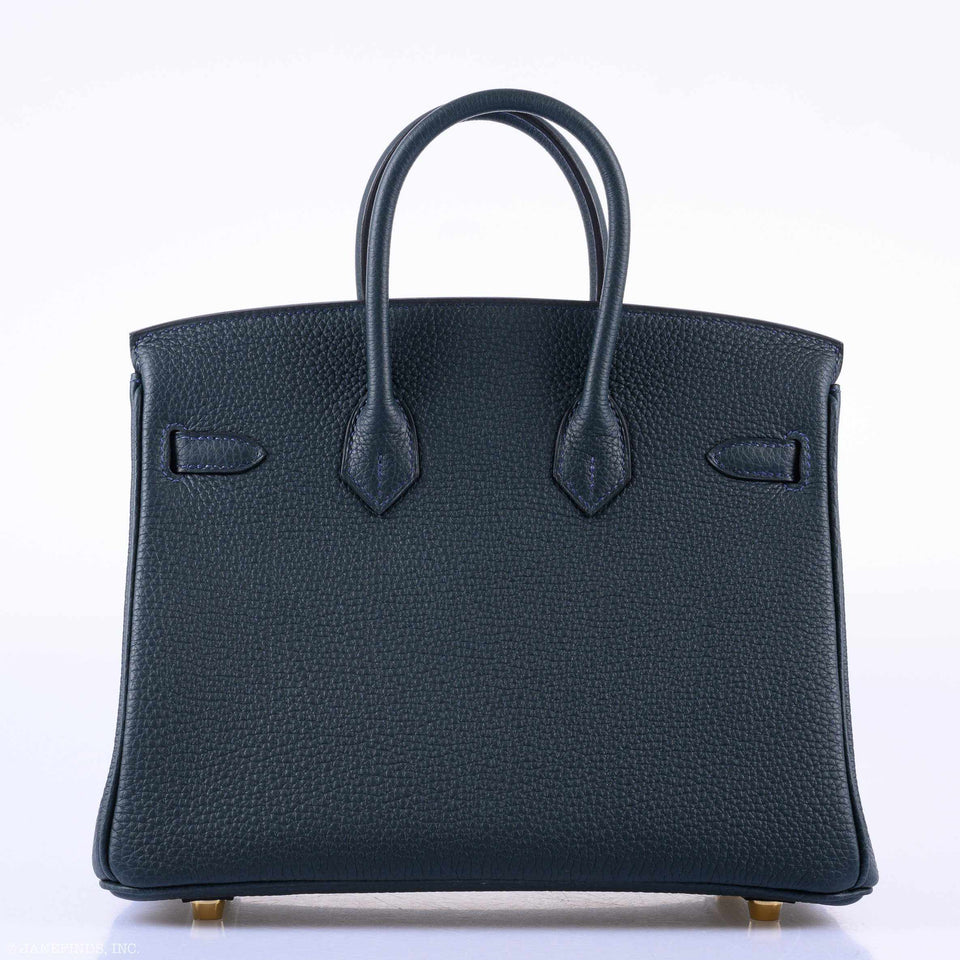 Hermes Birkin 25 Vert Rousseau Togo Gold Hardware