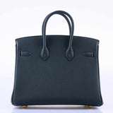 Hermes Birkin 25 Vert Rousseau Togo Gold Hardware