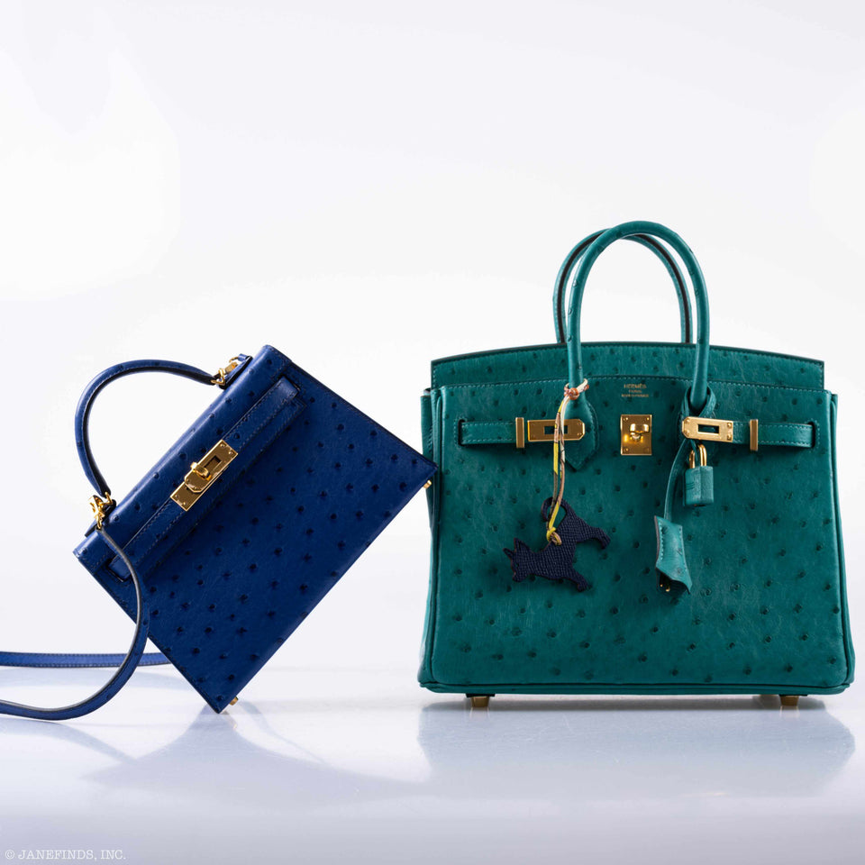 Hermes Birkin 25 Vert Verone Ostrich Gold Hardware - 2019, D