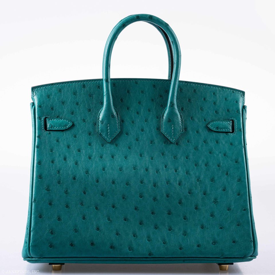 Hermes Birkin 25 Vert Verone Ostrich Gold Hardware - 2019, D