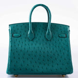 Hermes Birkin 25 Vert Verone Ostrich Gold Hardware - 2019, D