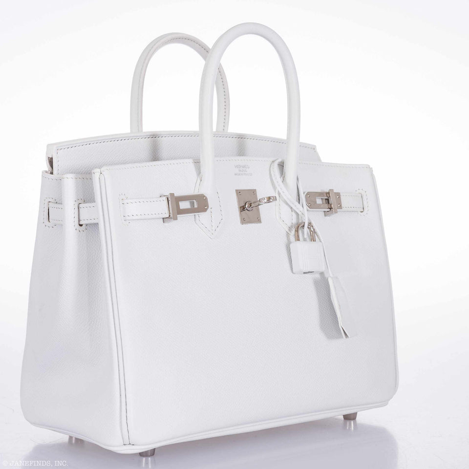 Hermes Birkin 25 White Epsom Palladium Hardware