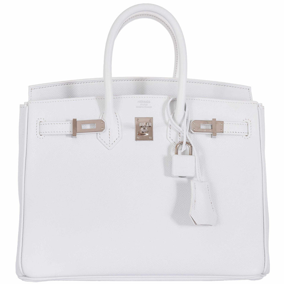 Hermes Birkin 25 White Epsom Palladium Hardware