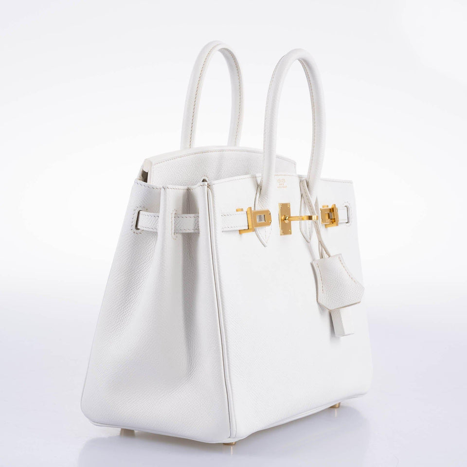 Hermes Birkin 25 White Epsom with Gold Hardware - 2013, Q Square