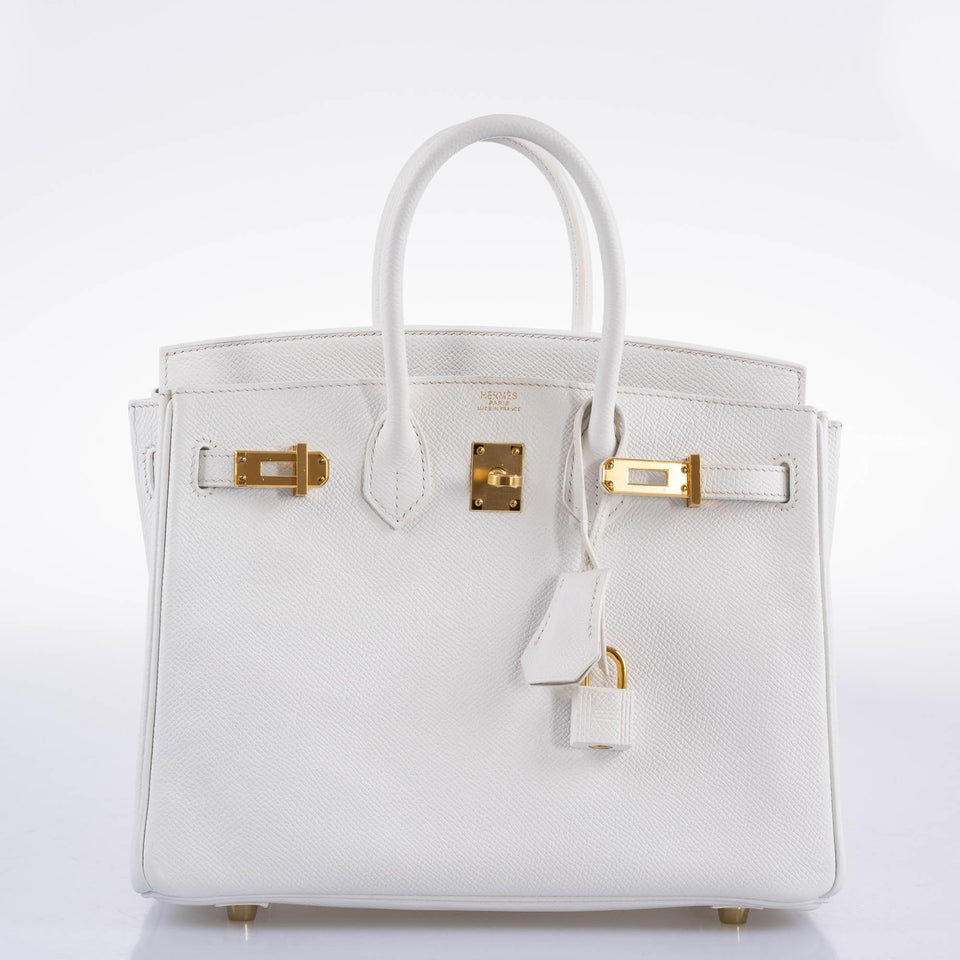 Hermes Birkin 25 White Epsom with Gold Hardware - 2013, Q Square
