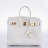 Hermes Birkin 25 White Epsom with Gold Hardware - 2013, Q Square