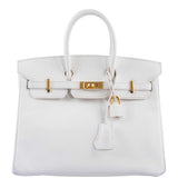 Hermes Birkin 25 White Epsom with Gold Hardware - 2013, Q Square