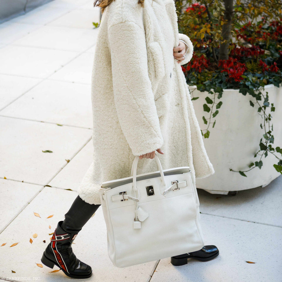 Hermes Birkin 28 HAC White Epsom Palladium Hardware - K Square