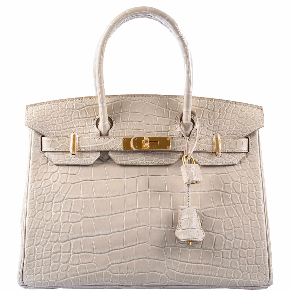 HermesBirkin 30 Beton Matte Alligator Gold Hardware - A