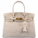 HermesBirkin 30 Beton Matte Alligator Gold Hardware - A