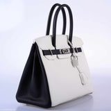 HermesBirkin 30 Bi-Color Black & White Togo Palladium Hardware - 2018, C