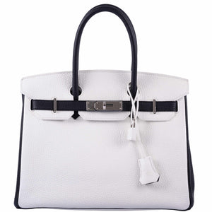 HermesBirkin 30 Bi-Color Black & White Togo Palladium Hardware - 2018, C