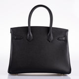 HermesBirkin 30 Black Epsom Palladium Hardware - 2020, Y