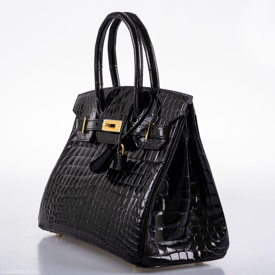 HermesBirkin 30 Black Nilo Crocodile Gold Hardware - 2019, D