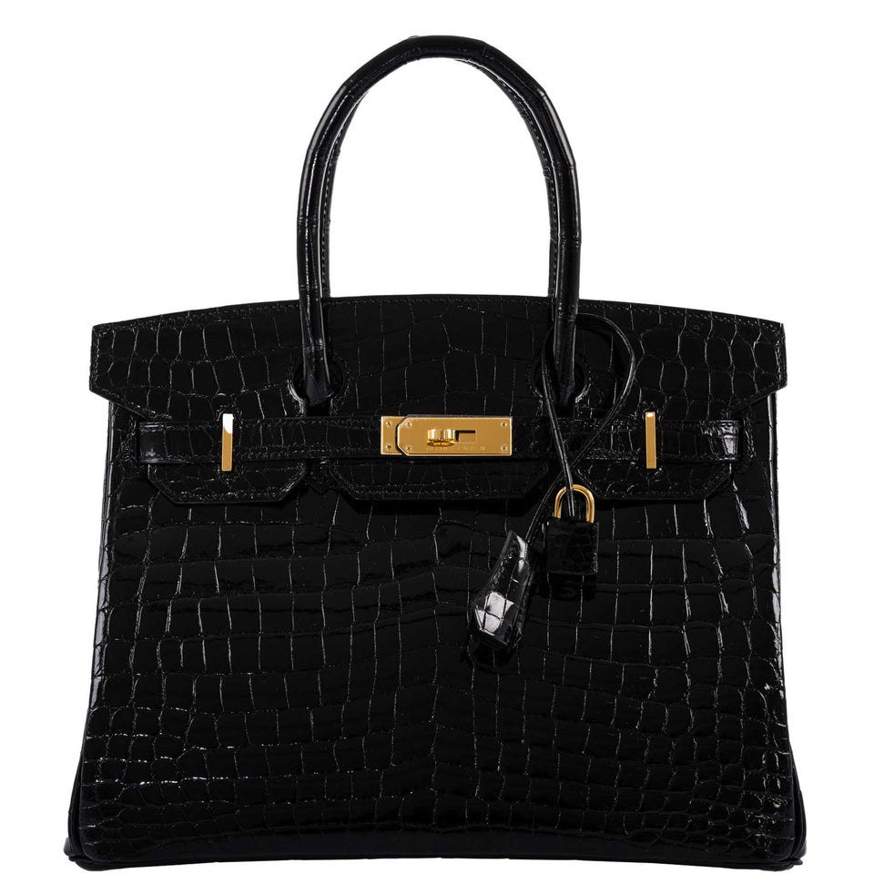 HermesBirkin 30 Black Nilo Crocodile Gold Hardware - 2019, D