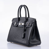 HermesBirkin 30 Black Ostrich with Palladium Hardware