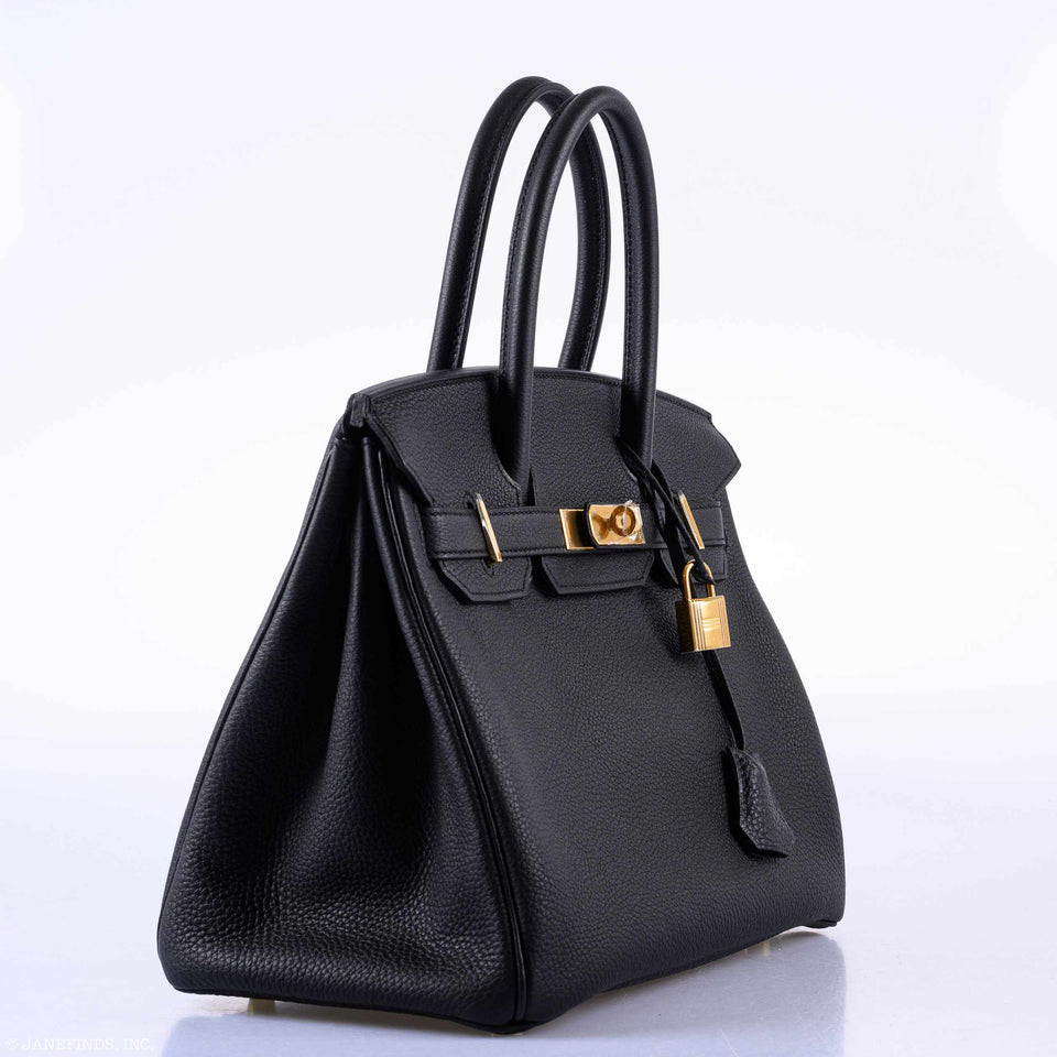 Hermes Birkin 30 Black Togo Gold Hardware